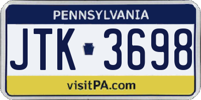 PA license plate JTK3698