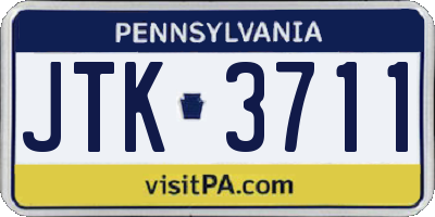 PA license plate JTK3711