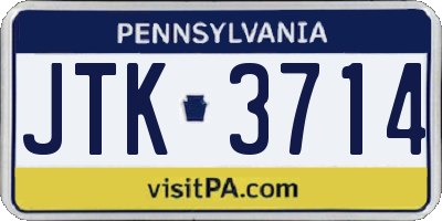 PA license plate JTK3714