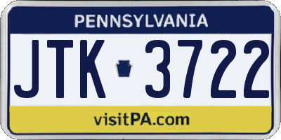PA license plate JTK3722