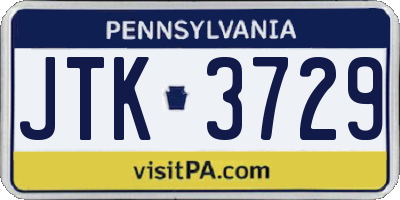 PA license plate JTK3729