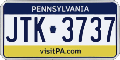 PA license plate JTK3737