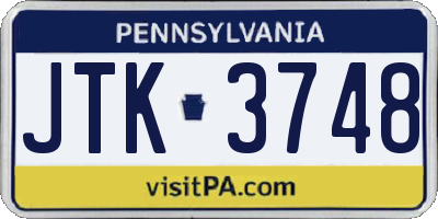 PA license plate JTK3748