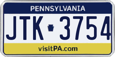 PA license plate JTK3754