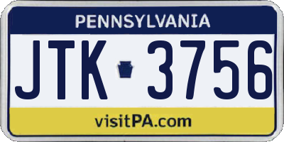 PA license plate JTK3756