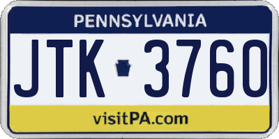 PA license plate JTK3760