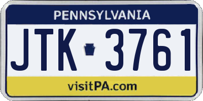 PA license plate JTK3761