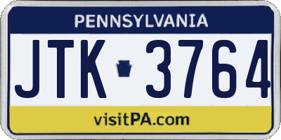 PA license plate JTK3764