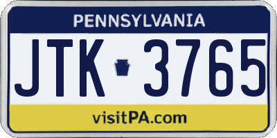 PA license plate JTK3765