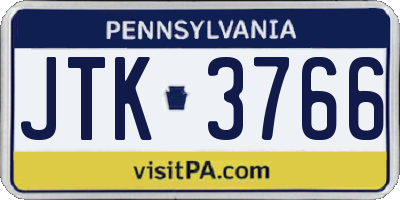 PA license plate JTK3766