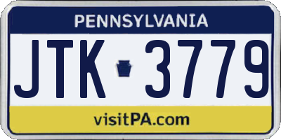 PA license plate JTK3779
