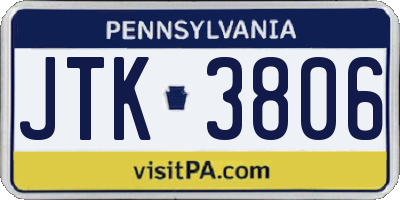 PA license plate JTK3806