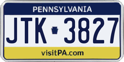 PA license plate JTK3827