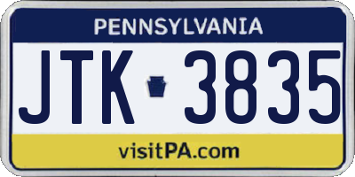 PA license plate JTK3835