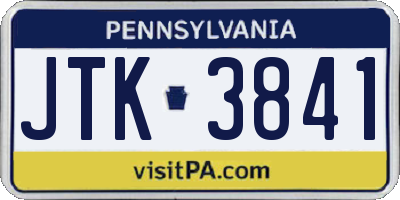 PA license plate JTK3841