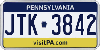PA license plate JTK3842