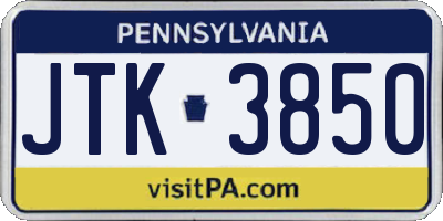 PA license plate JTK3850