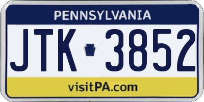 PA license plate JTK3852
