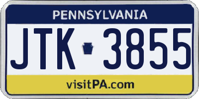 PA license plate JTK3855