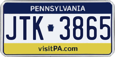 PA license plate JTK3865