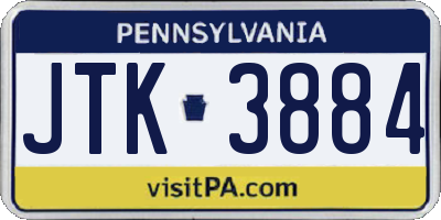 PA license plate JTK3884