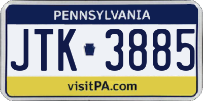 PA license plate JTK3885