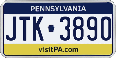 PA license plate JTK3890