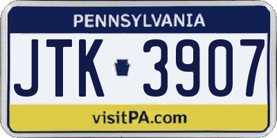 PA license plate JTK3907