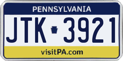 PA license plate JTK3921