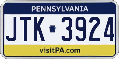 PA license plate JTK3924