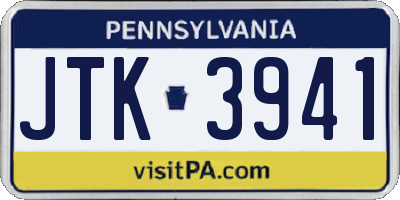 PA license plate JTK3941