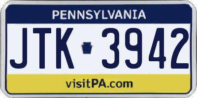 PA license plate JTK3942