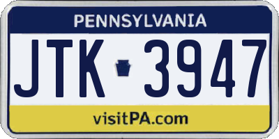 PA license plate JTK3947