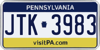 PA license plate JTK3983