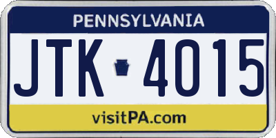 PA license plate JTK4015