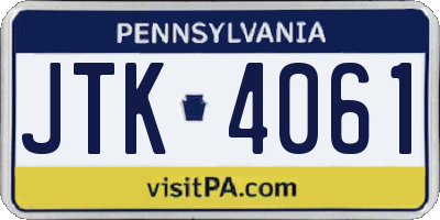 PA license plate JTK4061