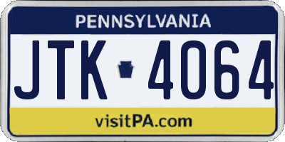 PA license plate JTK4064