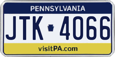 PA license plate JTK4066