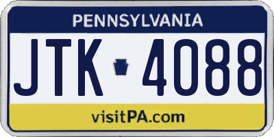 PA license plate JTK4088