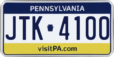 PA license plate JTK4100