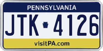 PA license plate JTK4126