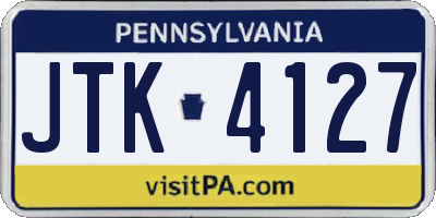 PA license plate JTK4127
