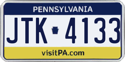 PA license plate JTK4133