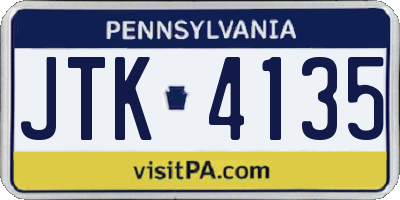 PA license plate JTK4135