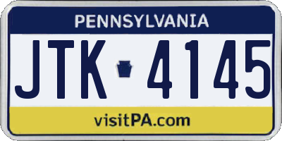 PA license plate JTK4145
