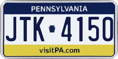 PA license plate JTK4150
