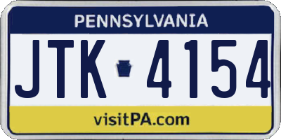 PA license plate JTK4154