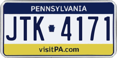 PA license plate JTK4171