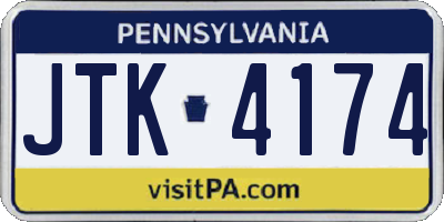 PA license plate JTK4174