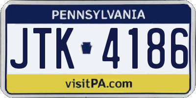 PA license plate JTK4186